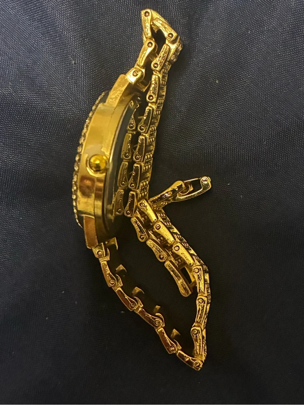 Gold Crystal Pavé Watch - Elegant Gold Tone